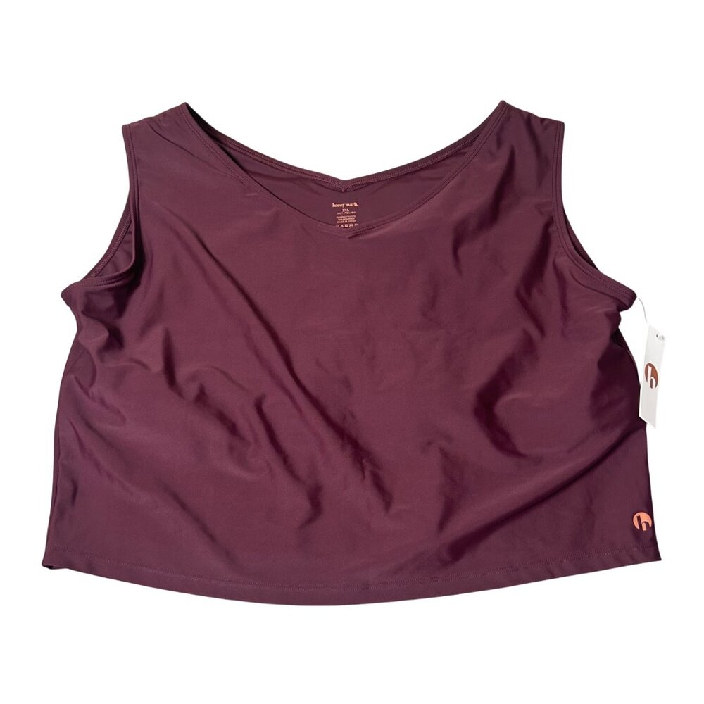 Honey Mark Swim Tank Top Women 3XL Burgundy V-Neck‎ Water Resistant NEW